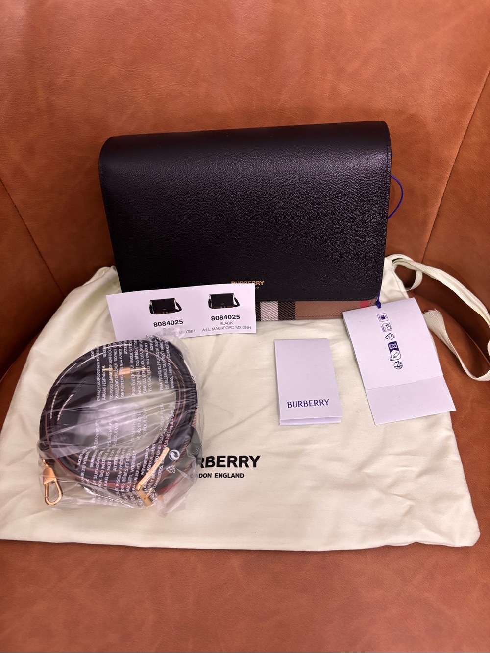 NWT Burberry Mackford MX House Check Leather Shoulder Crossbody Bag - Picture 6 of 13